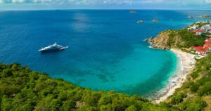 Motor Yacht Loon anchored near Shell Beach in St Barths
