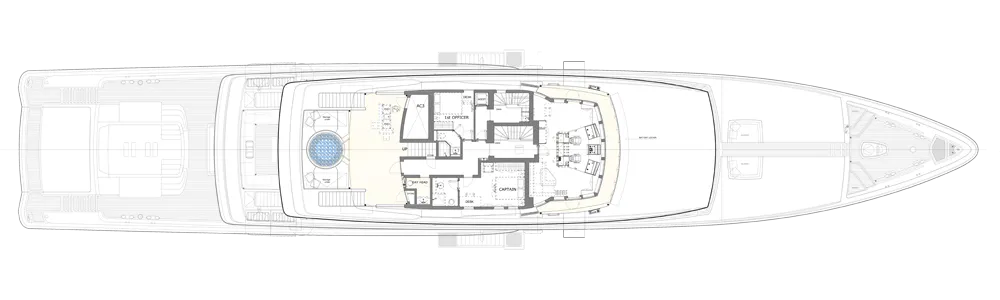 Charter superyacht Loon layout of Bridge Deck