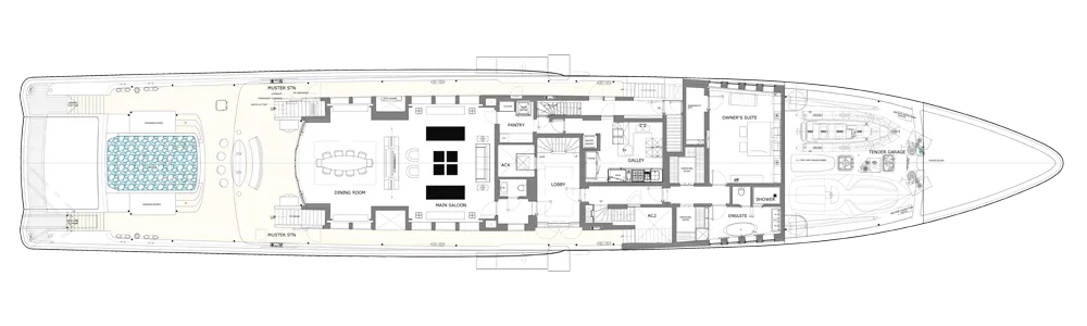 Charter superyacht Loon layout of Main Deck