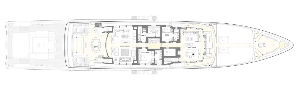 Charter superyacht Loon layout of Upper Deck