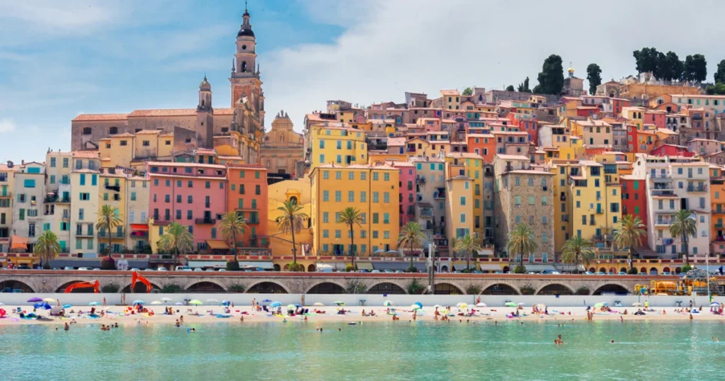 The town of Menton in the French Riviera visited by charter superyacht Loon