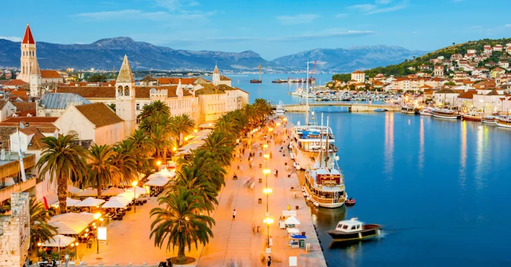 Charter Superyacht Loon destination Evening view of Trogir in Croatia