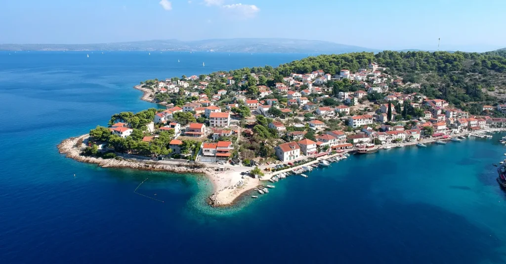 Charter Superyacht Loon destination Solta island cost aerial view in Dalmatia Croatia