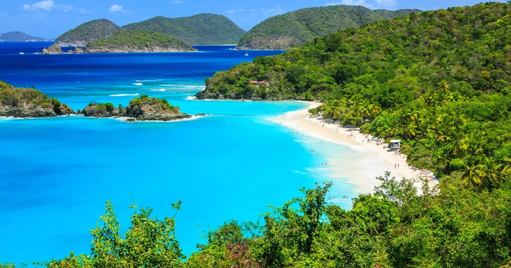 Trunk Bay on St John Island US Virgin Islands visited by charter superyacht Loon