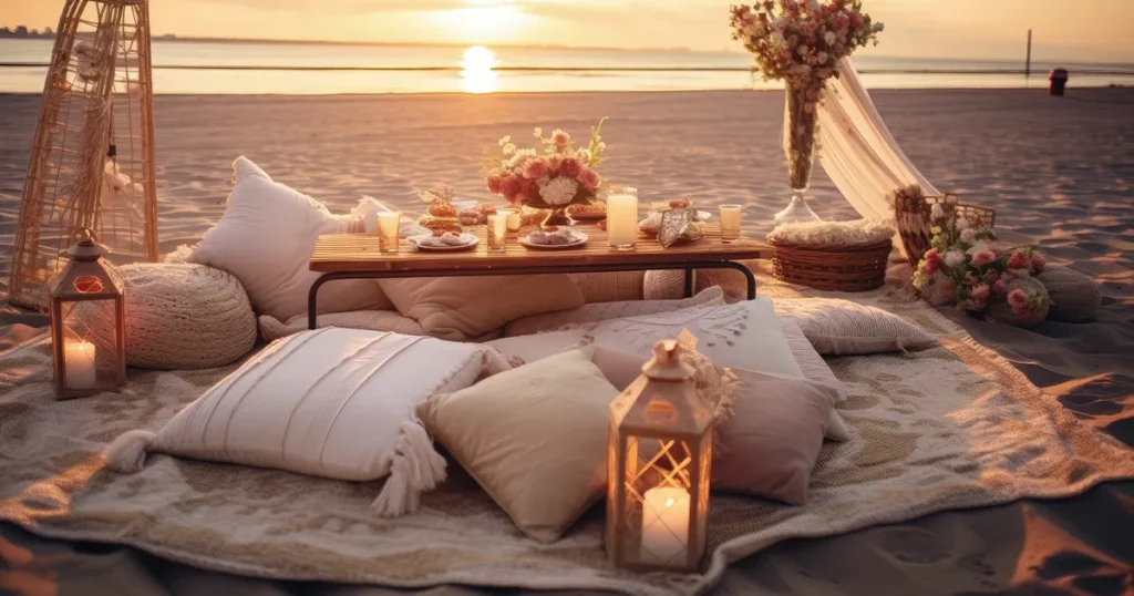 A luxury beach set up for charter guests from superyacht Loon