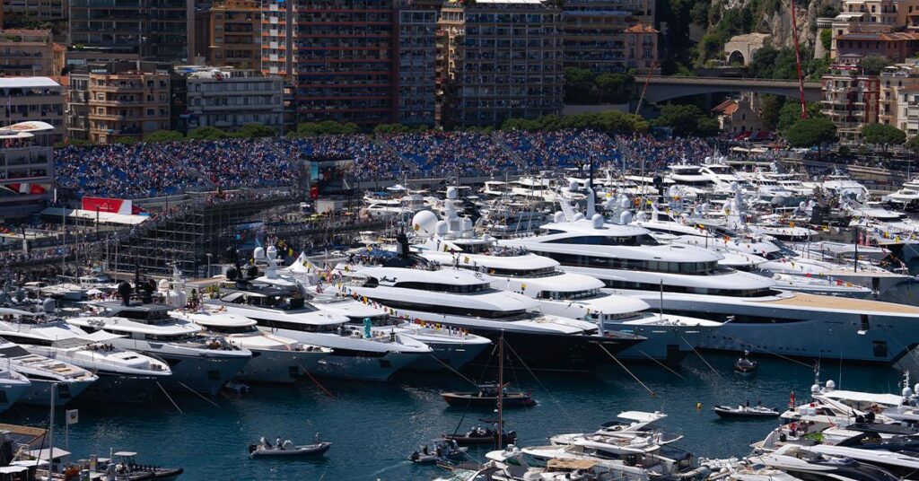 MY Loon during a superyacht charter to the Monaco Grand Prix