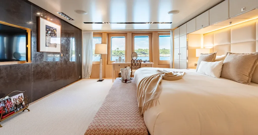 The view from the master cabin on charter yacht Loon