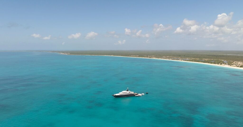 superyacht loon moored in the Bahamas